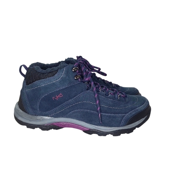 Ryka Canyon Shearling Suede Hiking Boots Navy Purple Size 9 - Picture 3 of 13